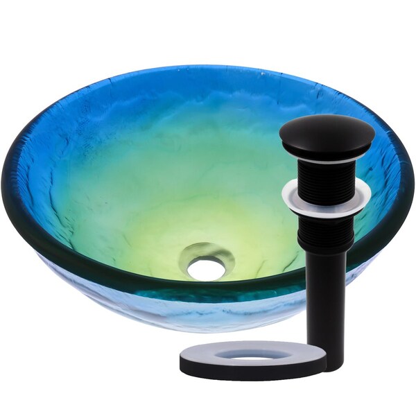 Novatto MARE Glass Vessel Bathroom Sink Set in Matte Black TIS-191MB - main